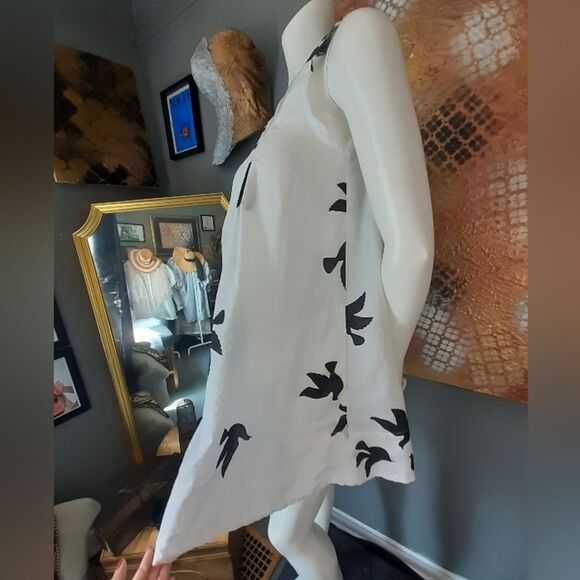 100% Cotton White and Black Dove Dress - Picture 7 of 15